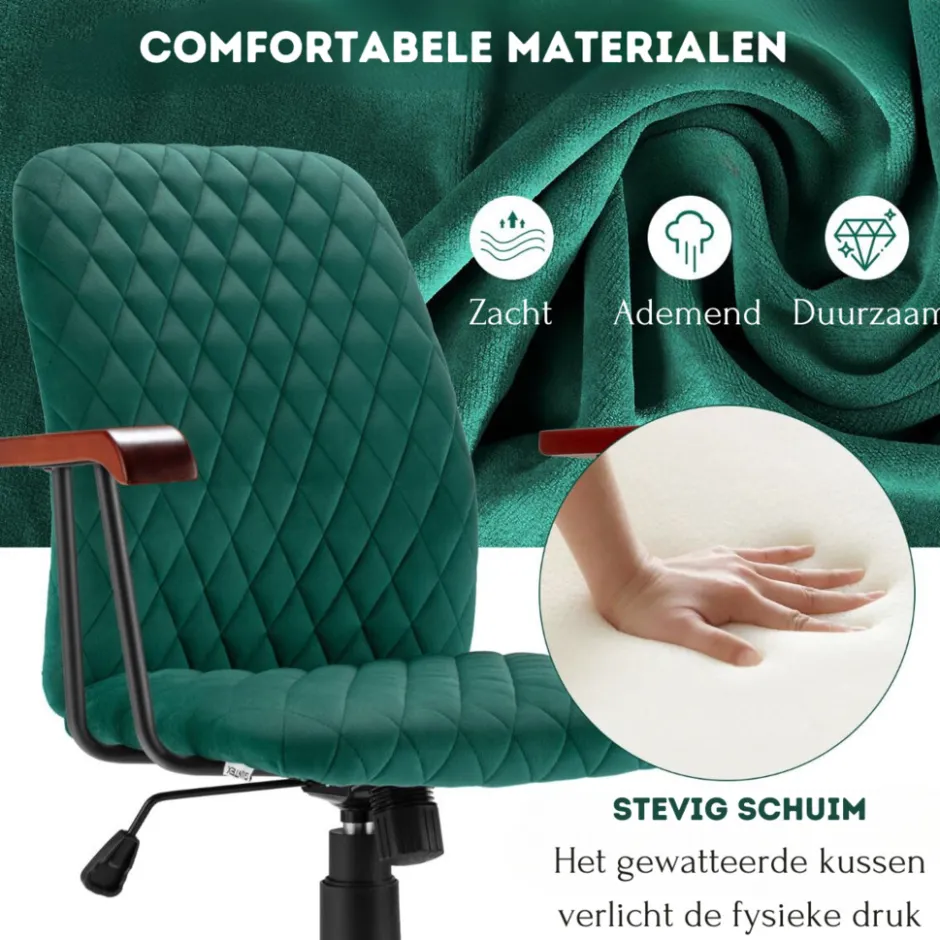 Trendmix Fluwelen Vintage Bureaustoel Met Kantelbare Rugleuning< Meubels
