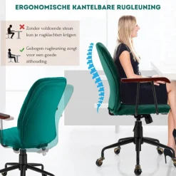 Trendmix Fluwelen Vintage Bureaustoel Met Kantelbare Rugleuning< Meubels