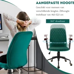Trendmix Fluwelen Vintage Bureaustoel Met Kantelbare Rugleuning< Meubels