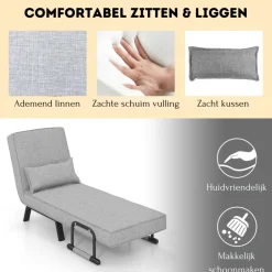 Trendmix 4-in-1 Uitklapbare Slaapstoel Slaapbank Met 6 Standen Verstelbare Rugleuning< Slapen