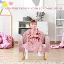 Trendmix Schommelstoel Kinderen Teddy Stof Regenboog Schommelzitje| Best