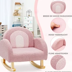 Trendmix Schommelstoel Kinderen Teddy Stof Regenboog Schommelzitje| Best