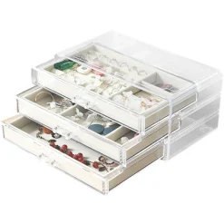 UNIQ Acryl Sieradendoos met 3 Laden, Organizer Transparant< Sieraden En Bijoux