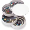 UNIQ Draaibare Ronde Sieradendoos / Organizer met Spiegel - Wit< Sieraden En Bijoux