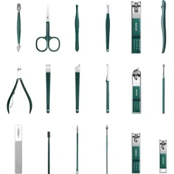 UNIQ 18‑in‑1 Manicure & Pedicure Set – Donkergroen Etui< Manicure- En/Of Pedicureset