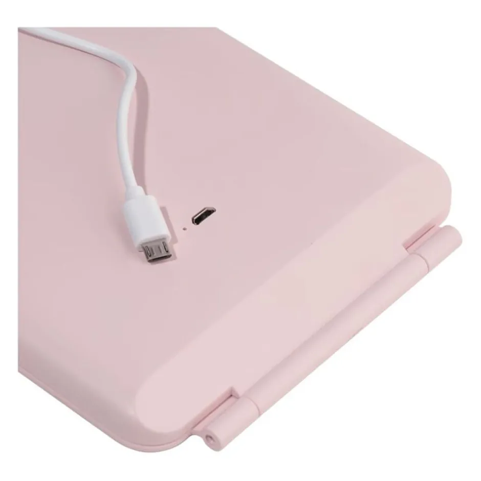UNIQ Opvouwbare LED Make‑upspiegel (USB oplaadbaar) – Reisspiegel met 3 Lichtstanden, Roze| Hot