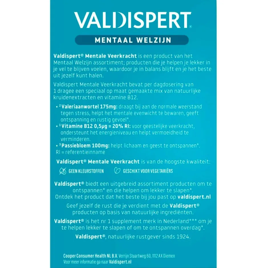 Valdispert Mentaal Welzijn Mentale Veerkracht Dragees< Natuurlijke Supplementen|Rust En Ontspanning