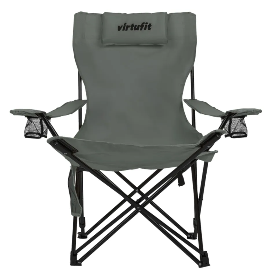 VirtuFit Opvouwbare Camping Stoel met Voetsteun< Buiten En Vrije Tijd