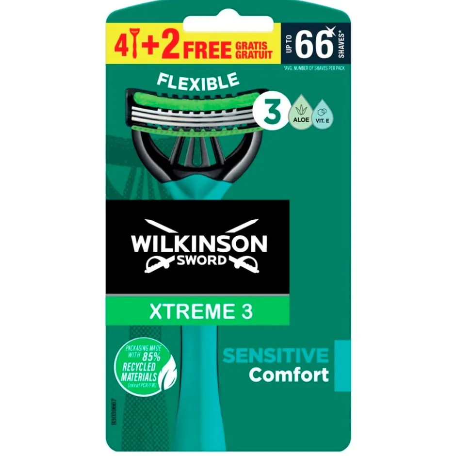 Wilkinson Sword Xtreme 3 Sensitive Wegwerpscheermesjes<Heren Scheermesjes
