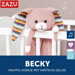 Zazu Becky het Konijn Heartbeat Knuffeldoekje< Grijp- En Bijtspeelgoed|Interactief Speelgoed