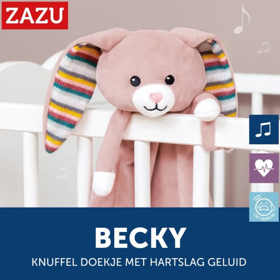 Zazu Becky het Konijn Heartbeat Knuffeldoekje< Grijp- En Bijtspeelgoed|Interactief Speelgoed