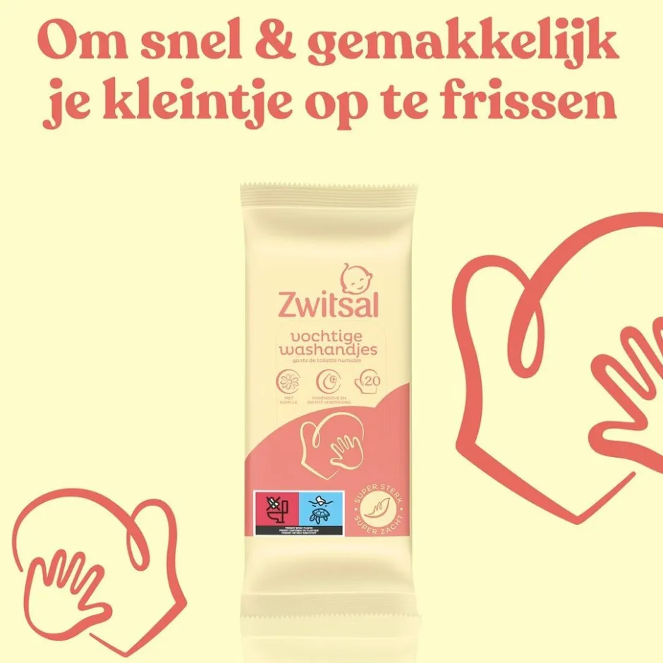 Zwitsal Goedemorgen Vochtige Washandjes< Baby Vochtige Washandjes|Billendoekjes