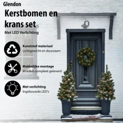 Kunstkerstboomjes en krans set|Black Box Trees Outlet